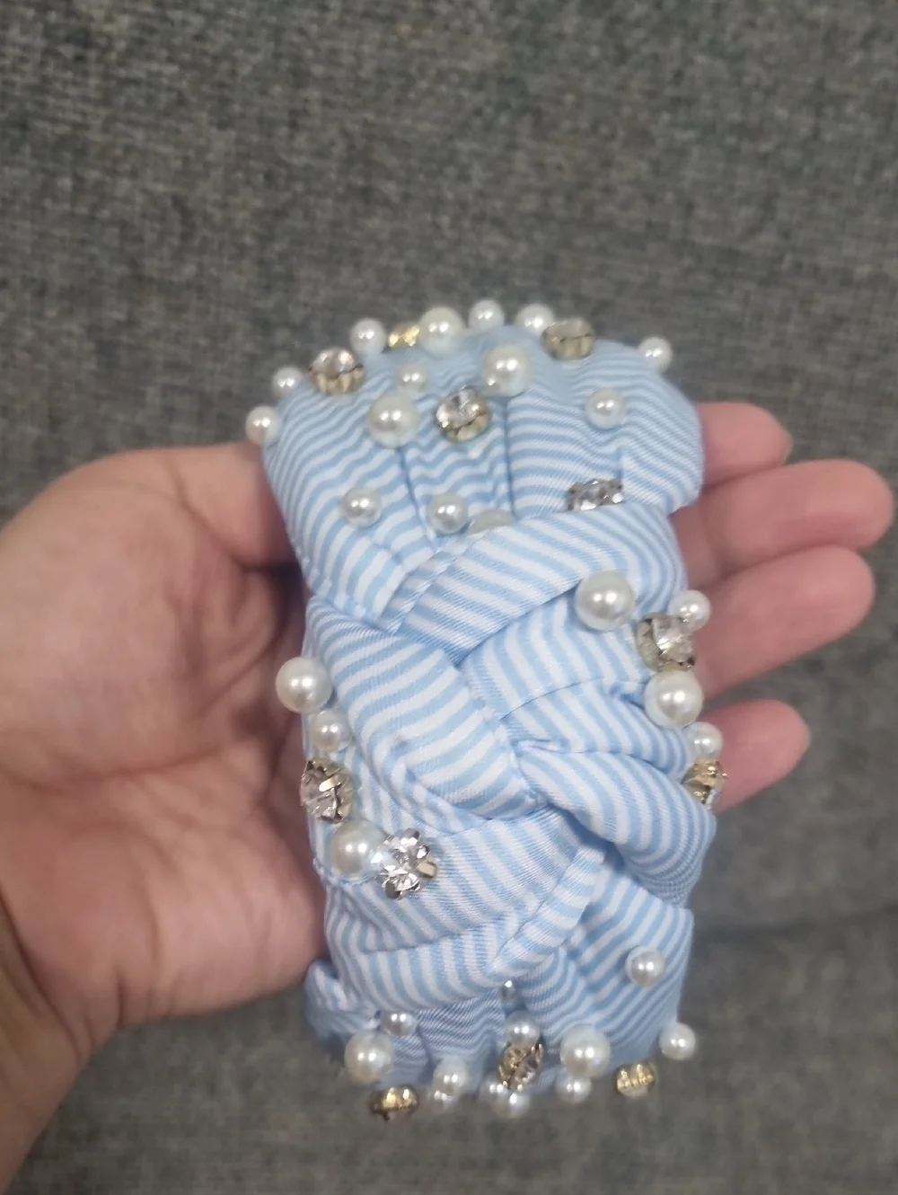 LILLY PULITZER Embellished Top Knot Wide Headband in Blue Stripe - Picture 8 of 10
